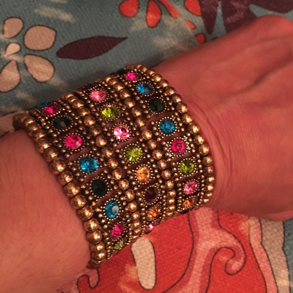 Planet Blue Bejewelled  Multi Color Cuff